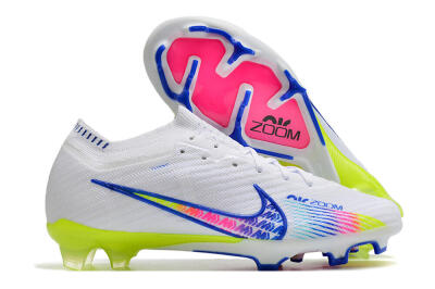Men's Nike Air Zoom Mercurial Vapor 15 Elite FG Firm Ground Low-Tops Football Boots - White/Blue/Pink/Yellow