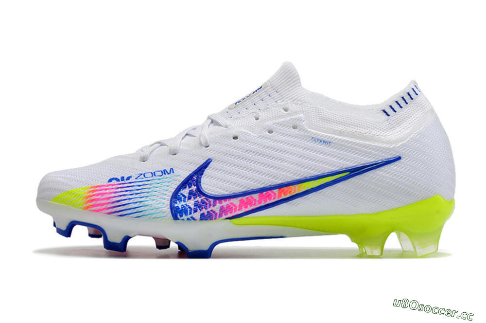 Men's Nike Air Zoom Mercurial Vapor 15 Elite FG Firm Ground Low-Tops Football Boots - White/Blue/Pink/Yellow 0