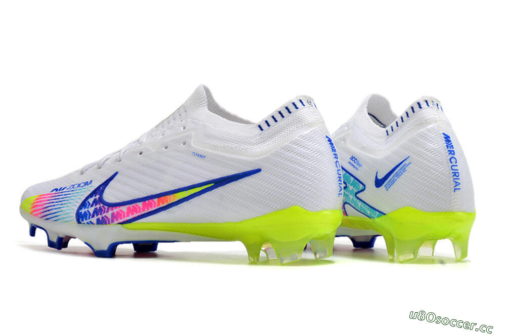 Men's Nike Air Zoom Mercurial Vapor 15 Elite FG Firm Ground Low-Tops Football Boots - White/Blue/Pink/Yellow 5