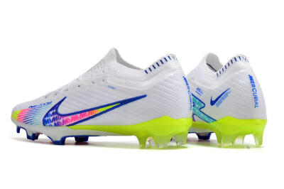 Men's Nike Air Zoom Mercurial Vapor 15 Elite FG Firm Ground Low-Tops Football Boots - White/Blue/Pink/Yellow