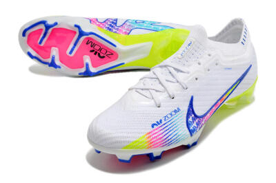 Men's Nike Air Zoom Mercurial Vapor 15 Elite FG Firm Ground Low-Tops Football Boots - White/Blue/Pink/Yellow