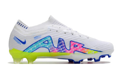 Men's Nike Air Zoom Mercurial Vapor 15 Elite FG Firm Ground Low-Tops Football Boots - White/Blue/Pink/Yellow