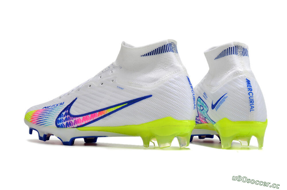 Unisex Nike Air Zoom Mercurial Superfly 10 Elite FG Firm Ground High-Tops Football Boots - White/Blue/Pink 5