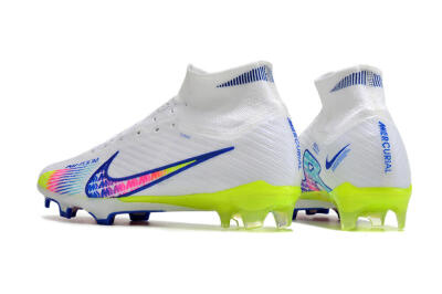 Unisex Nike Air Zoom Mercurial Superfly 10 Elite FG Firm Ground High-Tops Football Boots - White/Blue/Pink