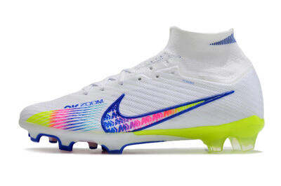 Unisex Nike Air Zoom Mercurial Superfly 10 Elite FG Firm Ground High-Tops Football Boots - White/Blue/Pink