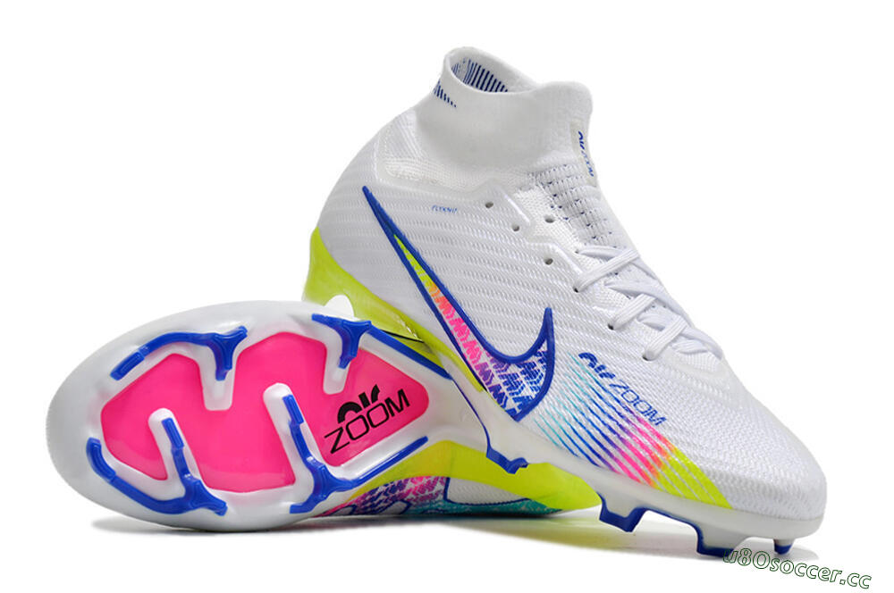 Unisex Nike Air Zoom Mercurial Superfly 10 Elite FG Firm Ground High-Tops Football Boots - White/Blue/Pink 1