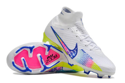 Unisex Nike Air Zoom Mercurial Superfly 10 Elite FG Firm Ground High-Tops Football Boots - White/Blue/Pink