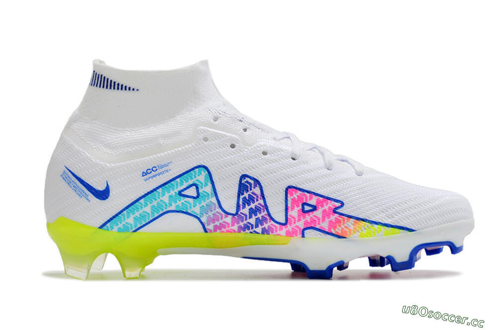 Unisex Nike Air Zoom Mercurial Superfly 10 Elite FG Firm Ground High-Tops Football Boots - White/Blue/Pink 4