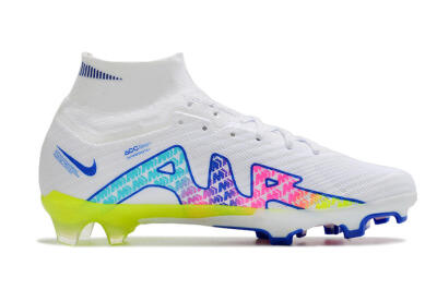 Unisex Nike Air Zoom Mercurial Superfly 10 Elite FG Firm Ground High-Tops Football Boots - White/Blue/Pink