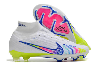 Unisex Nike Air Zoom Mercurial Superfly 10 Elite FG Firm Ground High-Tops Football Boots - White/Blue/Pink