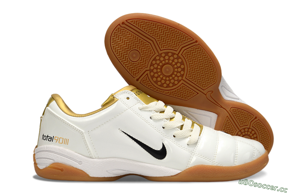 Men's Nike Total 90 III IC Indoor & Futsal Low-Tops Football Shoes - Beige/Black/White 2