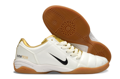 Men's Nike Total 90 III IC Indoor & Futsal Low-Tops Football Shoes - Beige/Black/White
