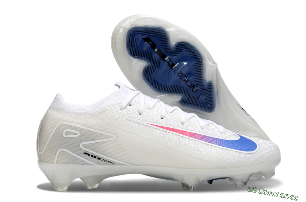 Unisex Nike Air Zoom Mercurial Vapor 16 Elite FG Firm Ground Low-Tops Football Boots - White/Blue/Pink 2