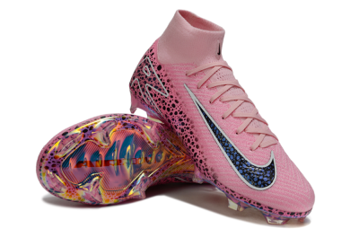 Unisex Nike Air Zoom Mercurial Superfly 10 Elite FG Firm Ground High-Tops Football Boots - Pink/White/Leopard