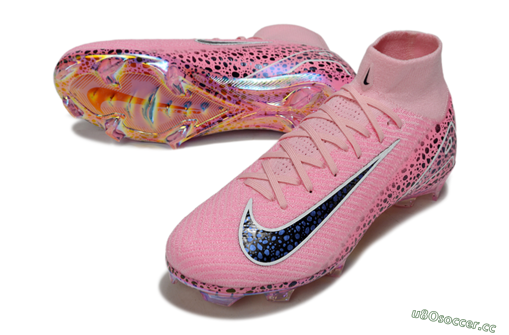 Unisex Nike Air Zoom Mercurial Superfly 10 Elite FG Firm Ground High-Tops Football Boots - Pink/White/Leopard 3