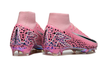 Unisex Nike Air Zoom Mercurial Superfly 10 Elite FG Firm Ground High-Tops Football Boots - Pink/White/Leopard