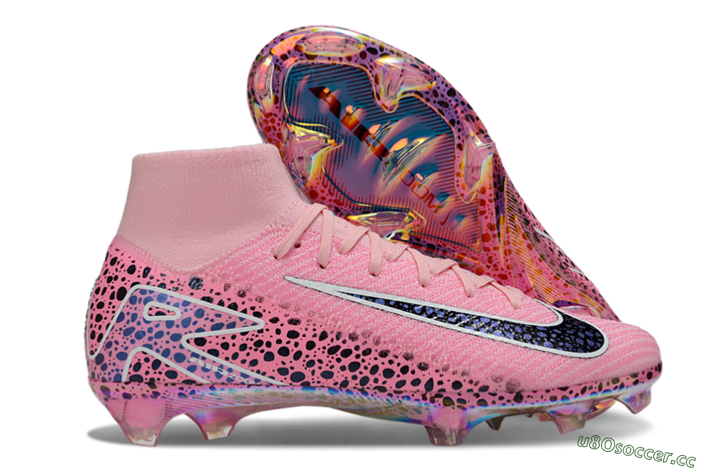 Unisex Nike Air Zoom Mercurial Superfly 10 Elite FG Firm Ground High-Tops Football Boots - Pink/White/Leopard 2