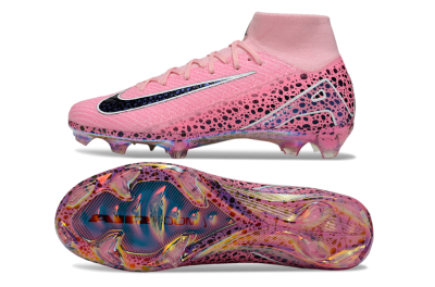 Unisex Nike Air Zoom Mercurial Superfly 10 Elite FG Firm Ground High-Tops Football Boots - Pink/White/Leopard