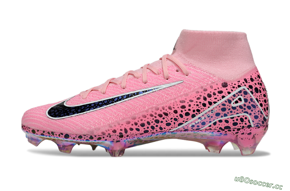Unisex Nike Air Zoom Mercurial Superfly 10 Elite FG Firm Ground High-Tops Football Boots - Pink/White/Leopard 0