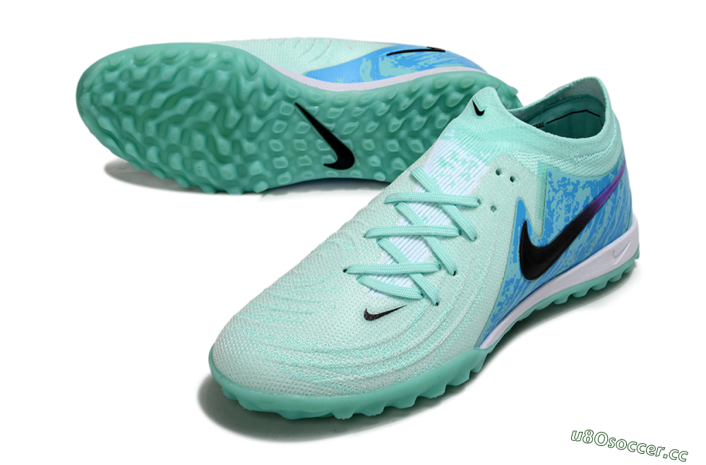 Men's Nike Phantom GX 2 Elite TF Artificial Turf Low-Tops Football Shoes - Jade/Blue/Black 3
