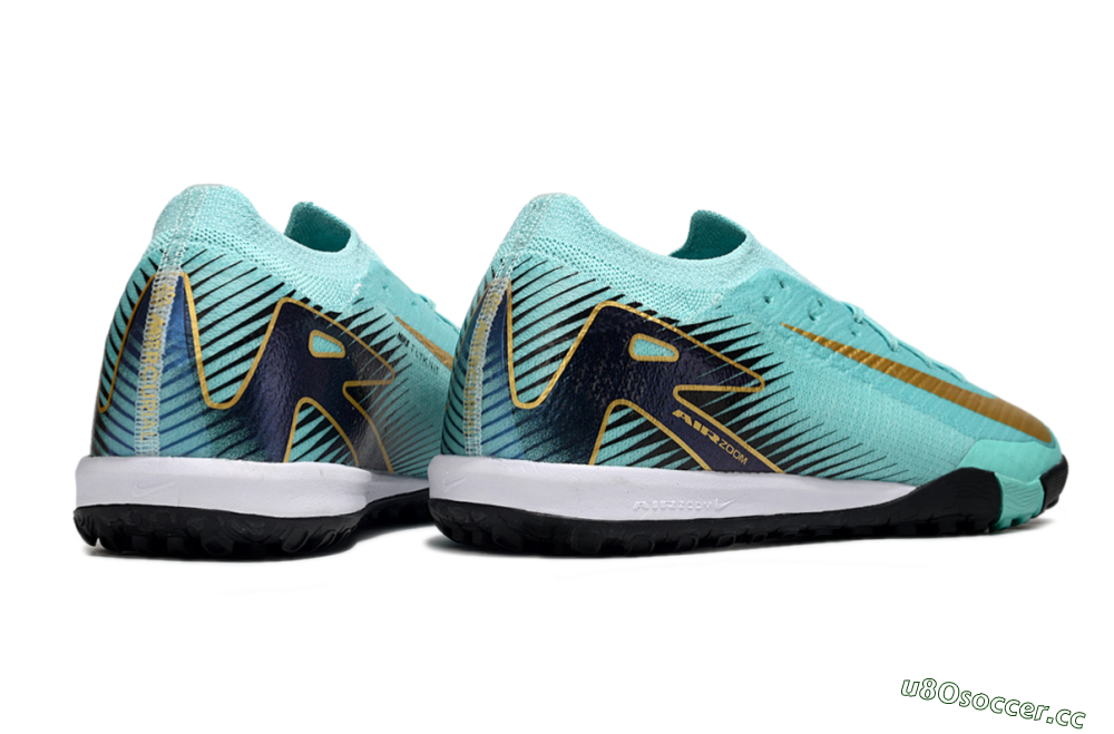 Men's Nike Air Zoom Mercurial Vapor 16 Elite TF Artificial Turf Low-Tops Football Shoes - Jade/Gold/White 6