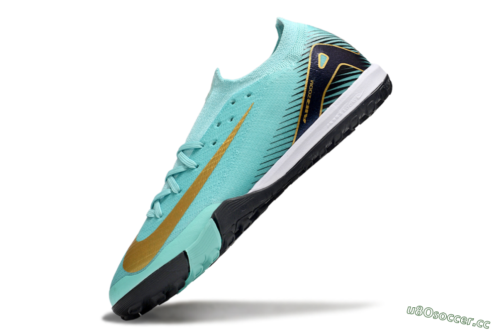 Men's Nike Air Zoom Mercurial Vapor 16 Elite TF Artificial Turf Low-Tops Football Shoes - Jade/Gold/White 5