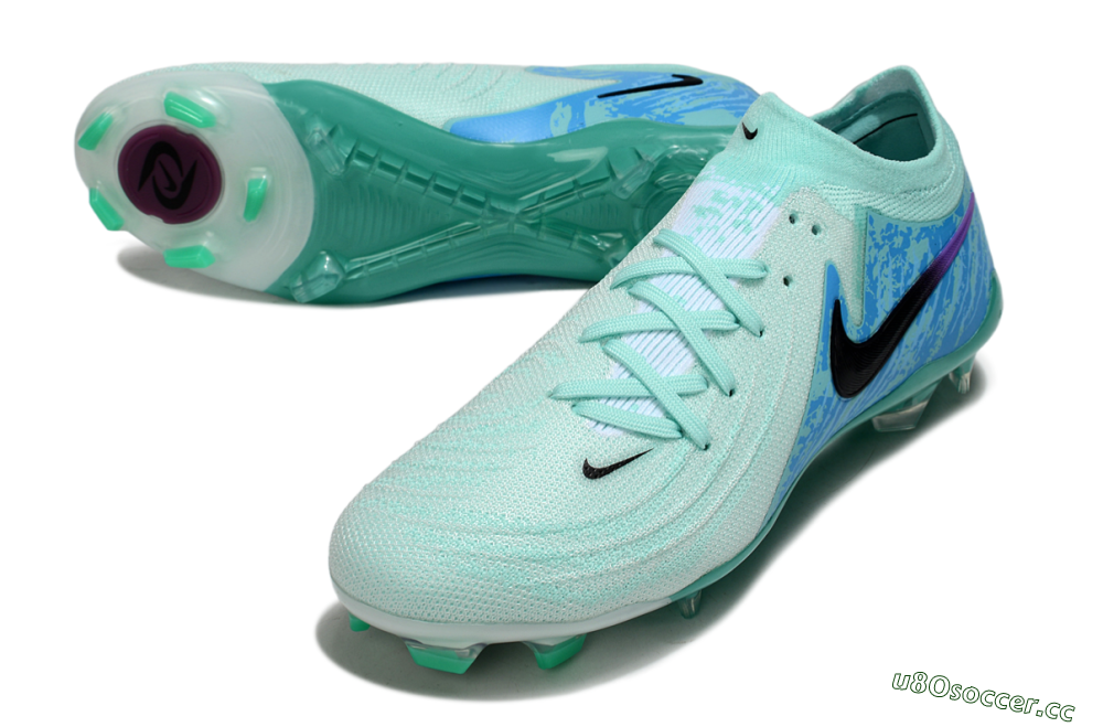Men's Nike Phantom GX 2 Elite FG Firm Ground Low-Tops Football Boots - Jade/Blue/Black 3