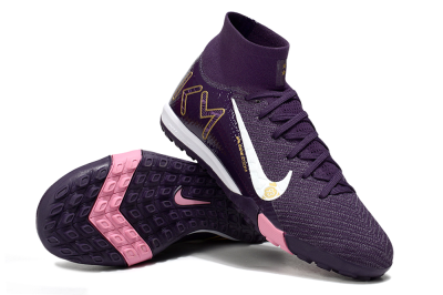 Unisex Nike Air Zoom Mercurial Superfly 10 Elite TF Artificial Turf High-Tops Football Shoes - Purple/White/Gold