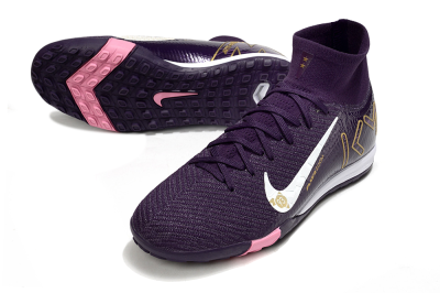 Unisex Nike Air Zoom Mercurial Superfly 10 Elite TF Artificial Turf High-Tops Football Shoes - Purple/White/Gold