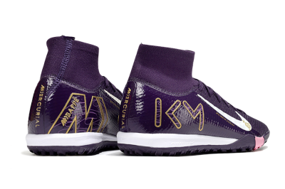 Unisex Nike Air Zoom Mercurial Superfly 10 Elite TF Artificial Turf High-Tops Football Shoes - Purple/White/Gold