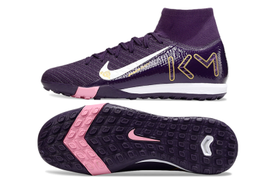 Unisex Nike Air Zoom Mercurial Superfly 10 Elite TF Artificial Turf High-Tops Football Shoes - Purple/White/Gold