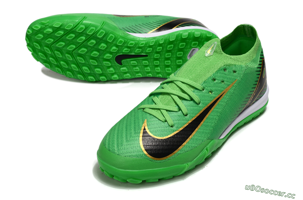 Men's Nike Air Zoom Mercurial Vapor 16 Elite TF Artificial Turf Low-Tops Football Shoes - Green/Gold/Black 3