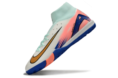 Men's Nike Air Zoom Mercurial Superfly 10 Elite TF Artificial Turf High-Tops Football Shoes - Jade/Gold/Blue
