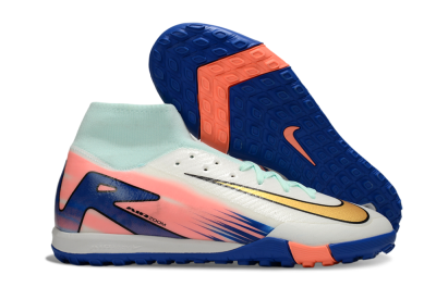 Men's Nike Air Zoom Mercurial Superfly 10 Elite TF Artificial Turf High-Tops Football Shoes - Jade/Gold/Blue