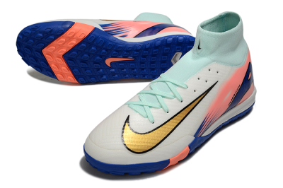 Men's Nike Air Zoom Mercurial Superfly 10 Elite TF Artificial Turf High-Tops Football Shoes - Jade/Gold/Blue