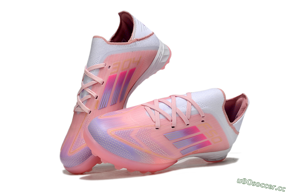 Kids Adidas F50 Elite TF Artificial Turf Low-Tops Football Shoes - Pink/Purple/Gold 0