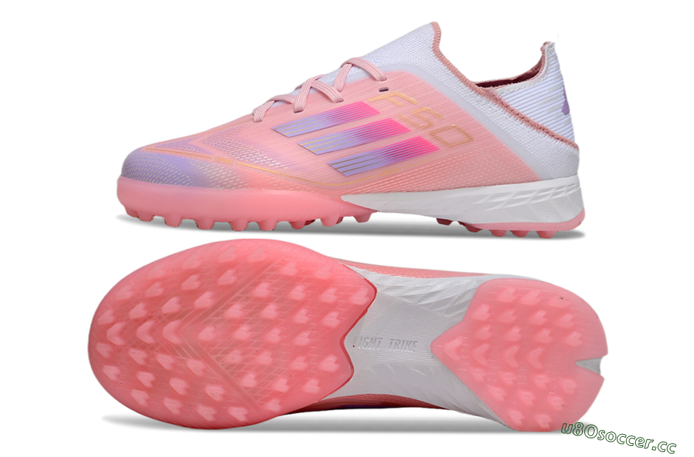 Kids Adidas F50 Elite TF Artificial Turf Low-Tops Football Shoes - Pink/Purple/Gold 1