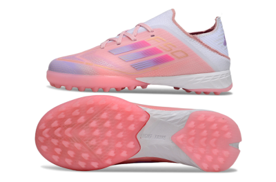 Kids Adidas F50 Elite TF Artificial Turf Low-Tops Football Shoes - Pink/Purple/Gold