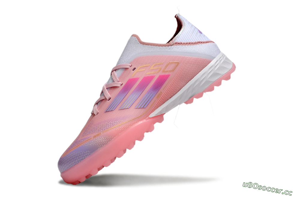 Kids Adidas F50 Elite TF Artificial Turf Low-Tops Football Shoes - Pink/Purple/Gold 4