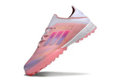 Kids Adidas F50 Elite TF Artificial Turf Low-Tops Football Shoes - Pink/Purple/Gold