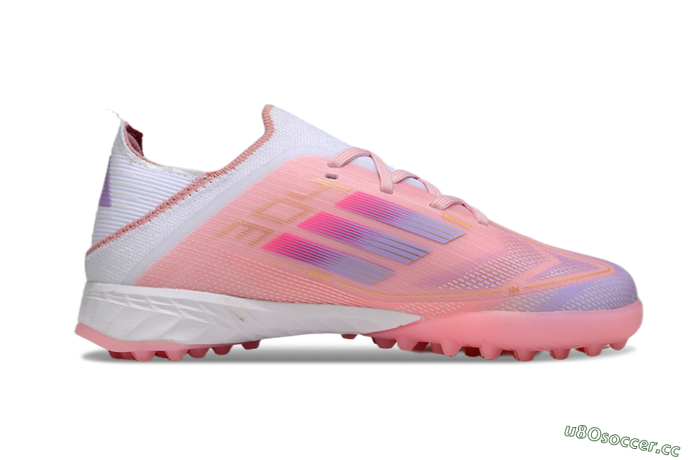 Kids Adidas F50 Elite TF Artificial Turf Low-Tops Football Shoes - Pink/Purple/Gold 6