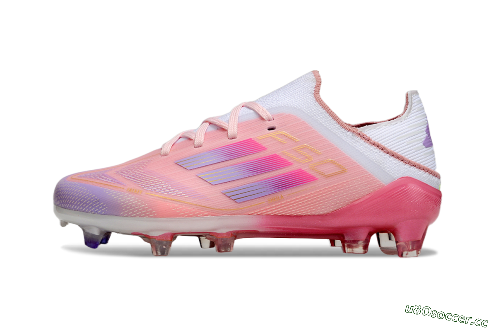 Kids Adidas F50 Elite FG Firm Ground Low-Tops Football Boots - Pink/Purple/Gold 2