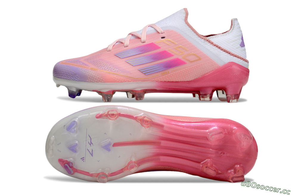 Kids Adidas F50 Elite FG Firm Ground Low-Tops Football Boots - Pink/Purple/Gold 1