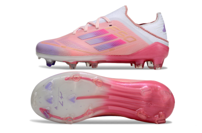 Kids Adidas F50 Elite FG Firm Ground Low-Tops Football Boots - Pink/Purple/Gold