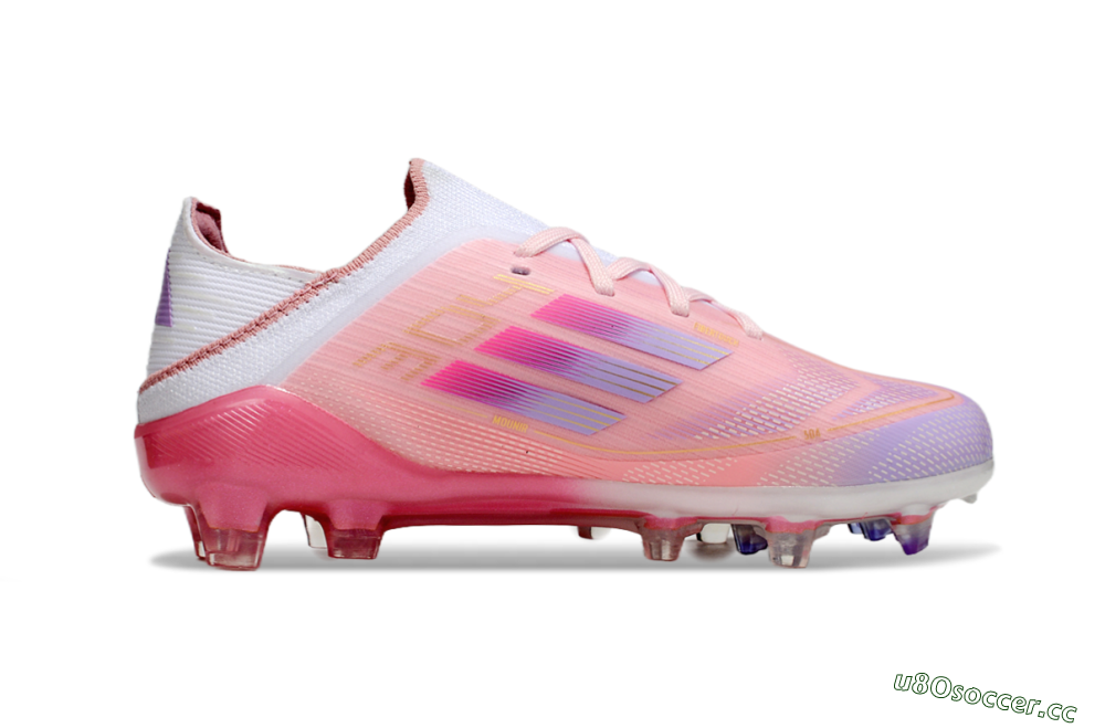 Kids Adidas F50 Elite FG Firm Ground Low-Tops Football Boots - Pink/Purple/Gold 5