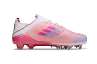 Kids Adidas F50 Elite FG Firm Ground Low-Tops Football Boots - Pink/Purple/Gold