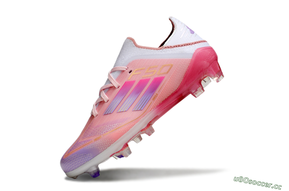 Kids Adidas F50 Elite FG Firm Ground Low-Tops Football Boots - Pink/Purple/Gold 4