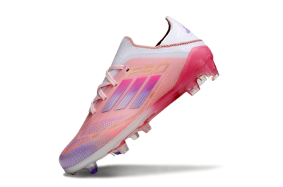 Kids Adidas F50 Elite FG Firm Ground Low-Tops Football Boots - Pink/Purple/Gold