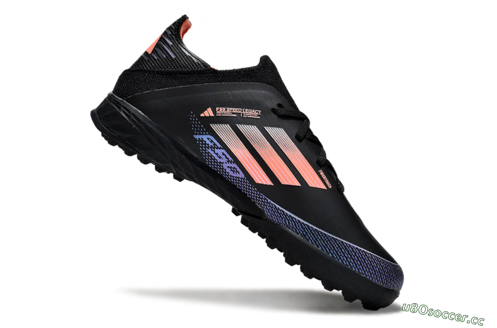 Kids Adidas F50 Elite TF Artificial Turf Low-Tops Football Shoes - Black/Pink/Blue 3