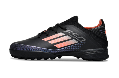 Kids Adidas F50 Elite TF Artificial Turf Low-Tops Football Shoes - Black/Pink/Blue